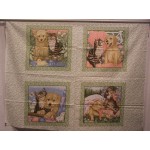 Cat & Dog - pillow panel - green
